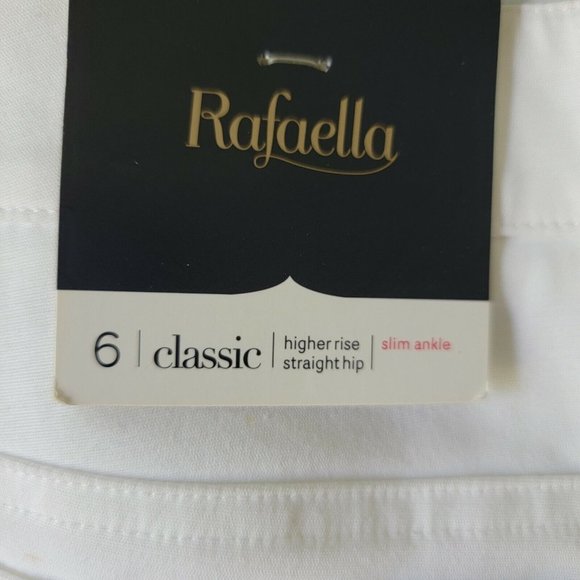 Rafaella Womens Classic Twill Higher Rise Straight Hip Slim Ankle Pants 6 White - Picture 5 of 7